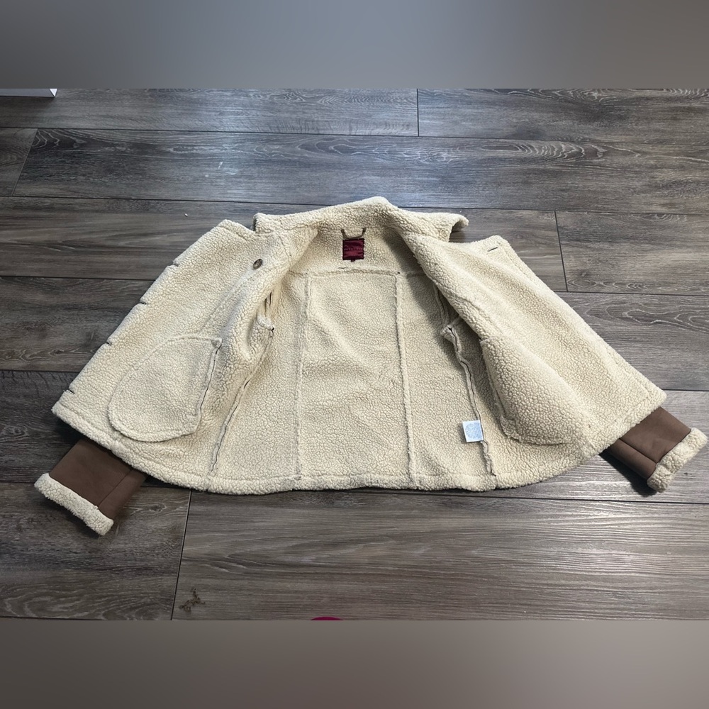 Smart Set Brown Teddy Jacket with Cream Accents/ woman’s size M - Picture 7 of 11